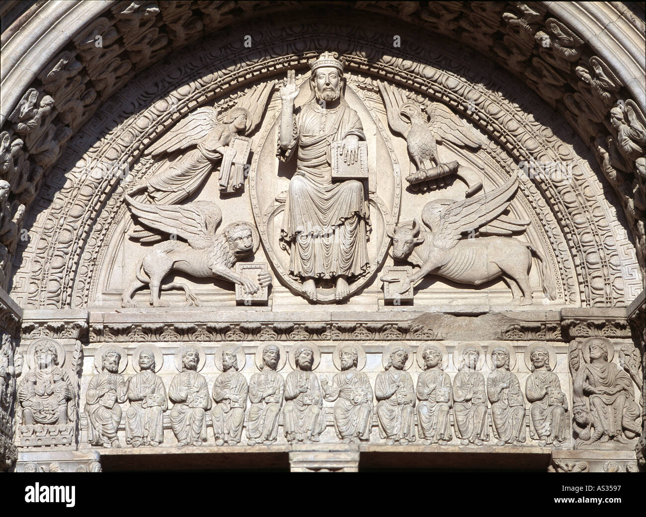 Arles, Kathedrale St.-Trophime, Westportal, Tympanon Stock Photo