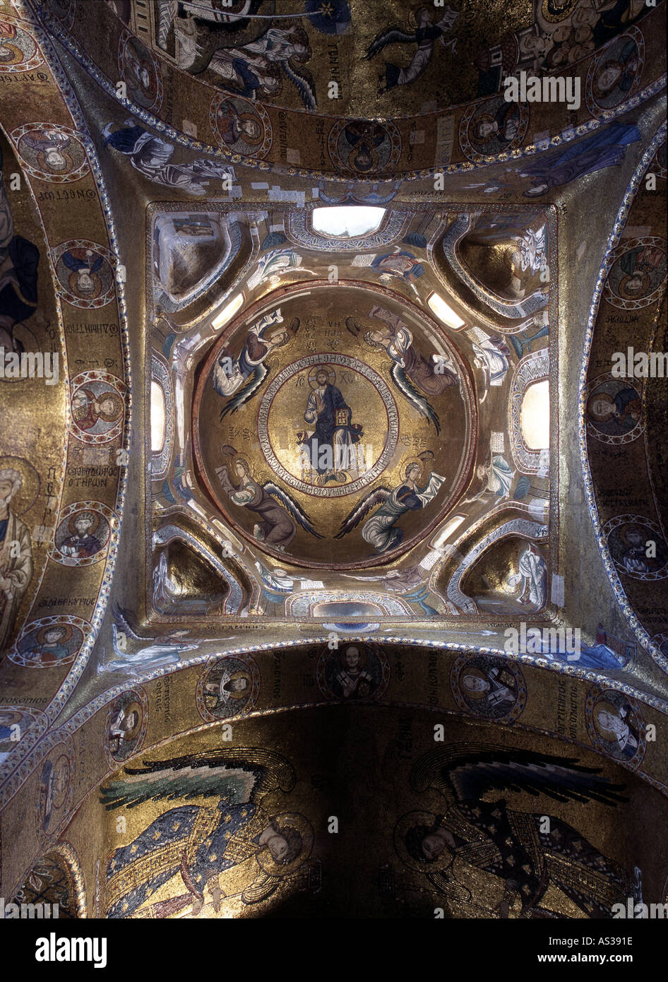 Palermo, Kirche La Martorana ( S. Maria dell' Ammiraglio), Kuppelmosaik Stock Photo