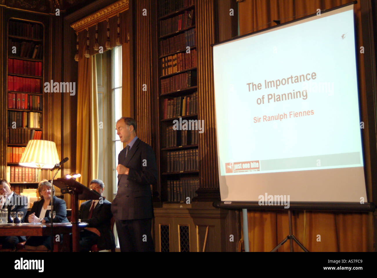 Sir Ranulph Fiennes talking at Malaria Awareness Week media briefing Stock Photo