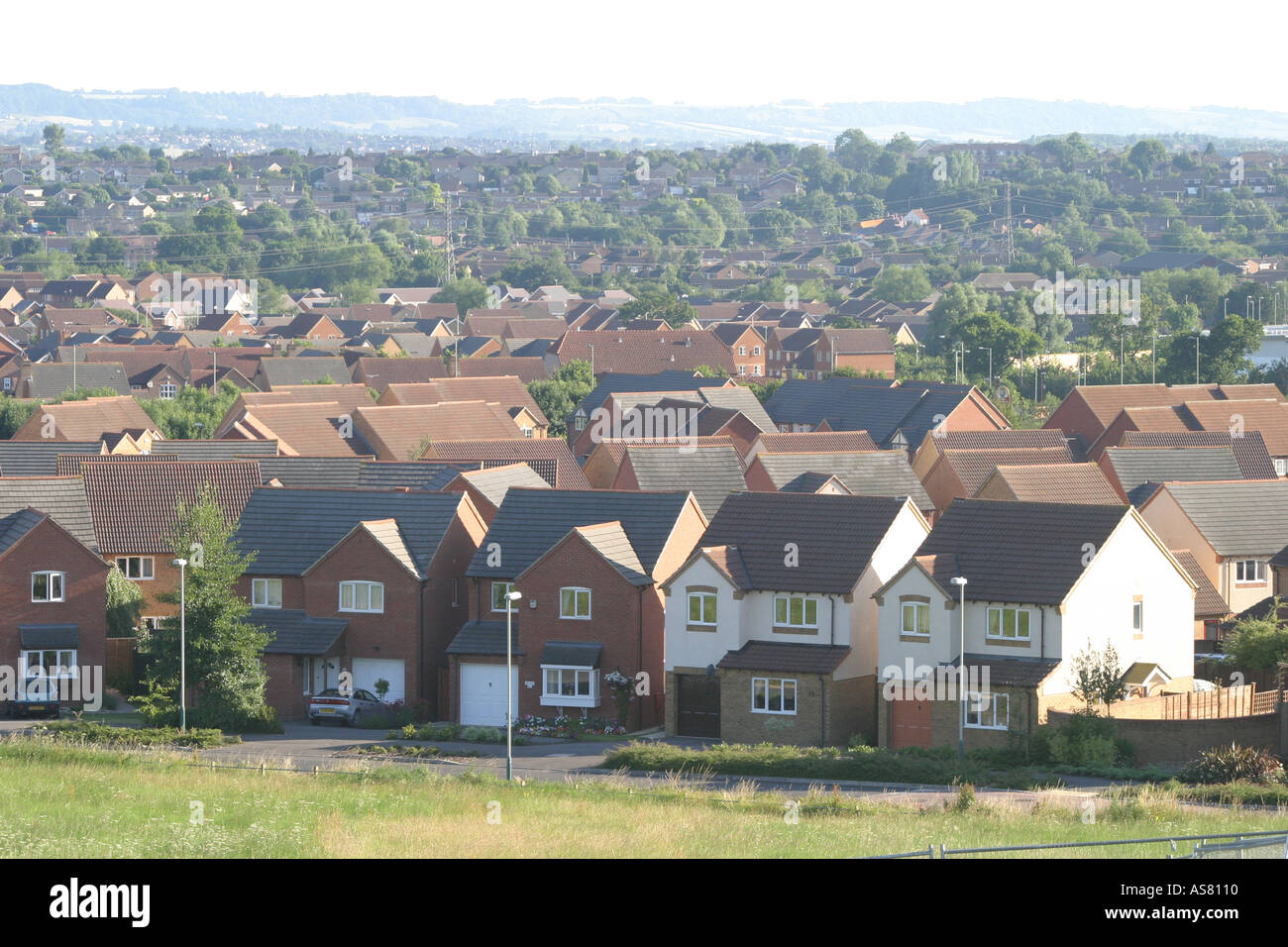 View across the housing estate of Abbey Meads in Swindon Wiltshire