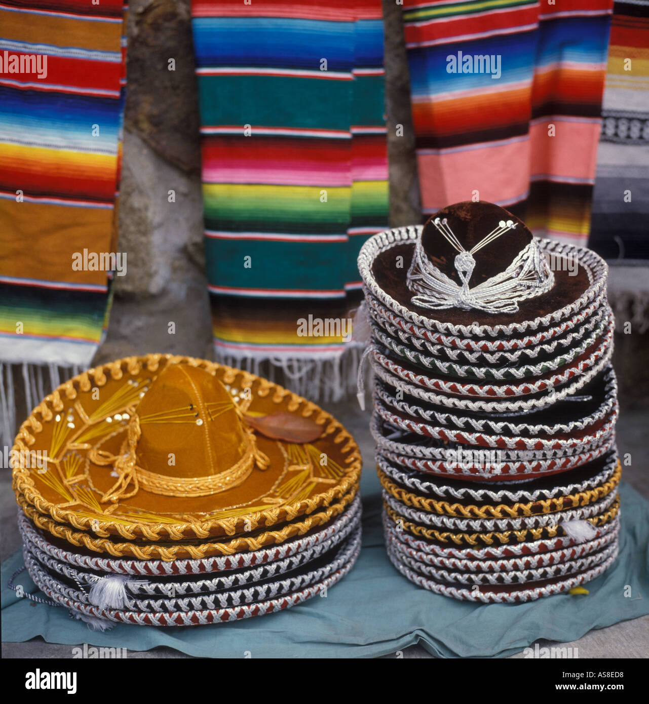 sombreros on sale display Acapulco Mexico Stock Photo