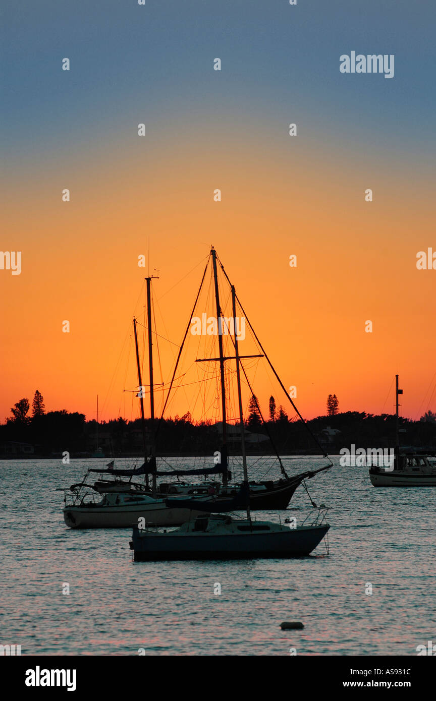 Sunset Over Sarasota Florida Bay Stock Photo