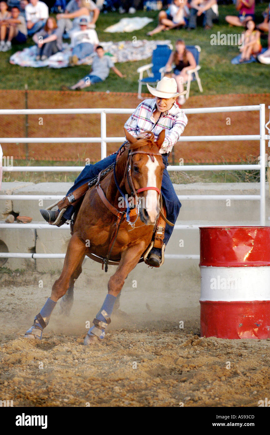 Females Compete in Rodeo Barrel Competition Stock Photo - Alamy