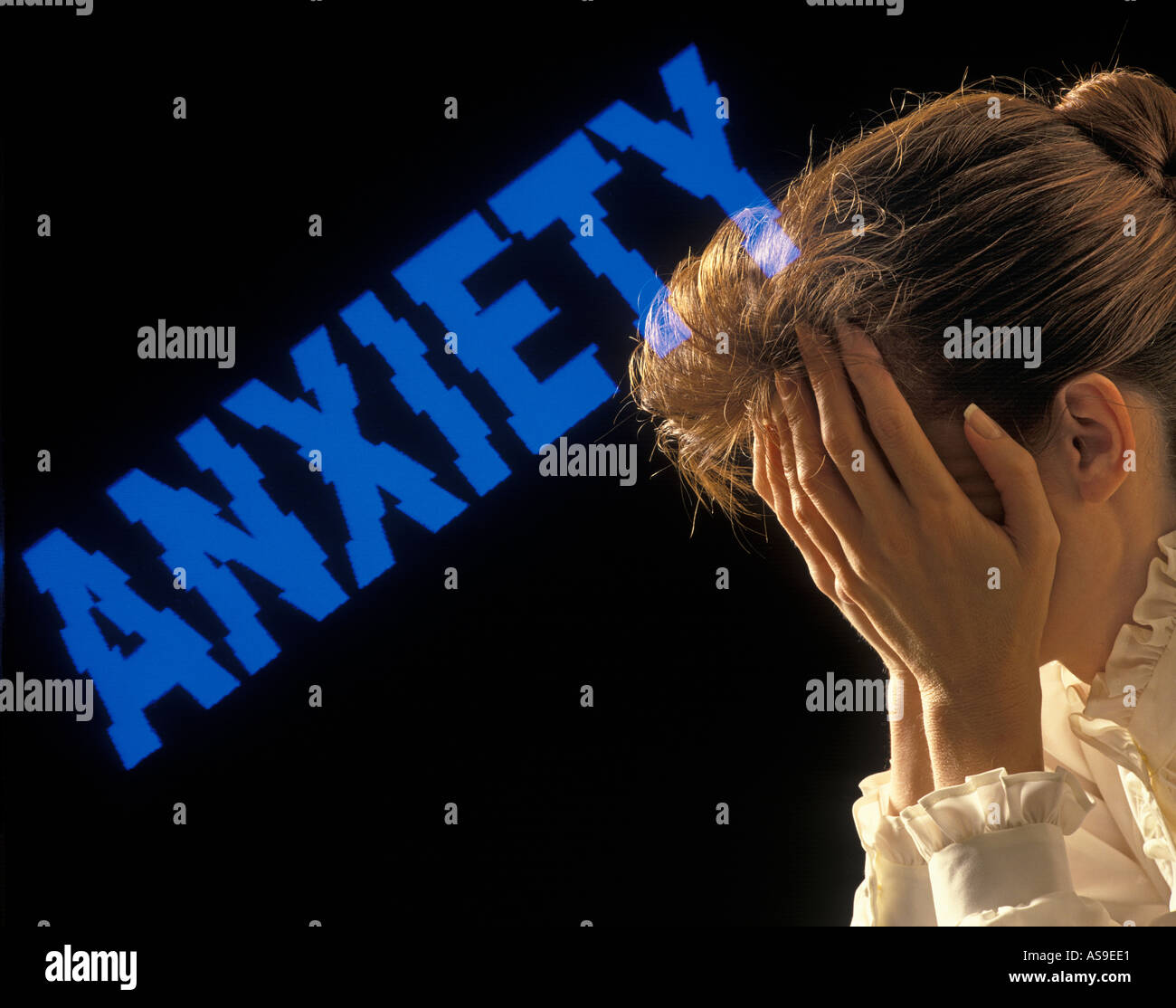 woman suffering with anxiety attack Stock Photo