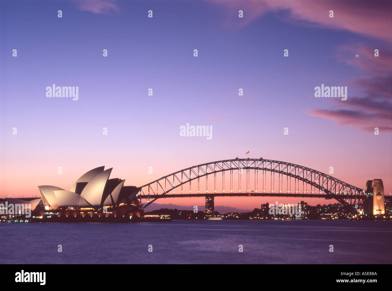 Sydney Harbour Bridge and Sydney Opera House at sunset Sydney NSW ...