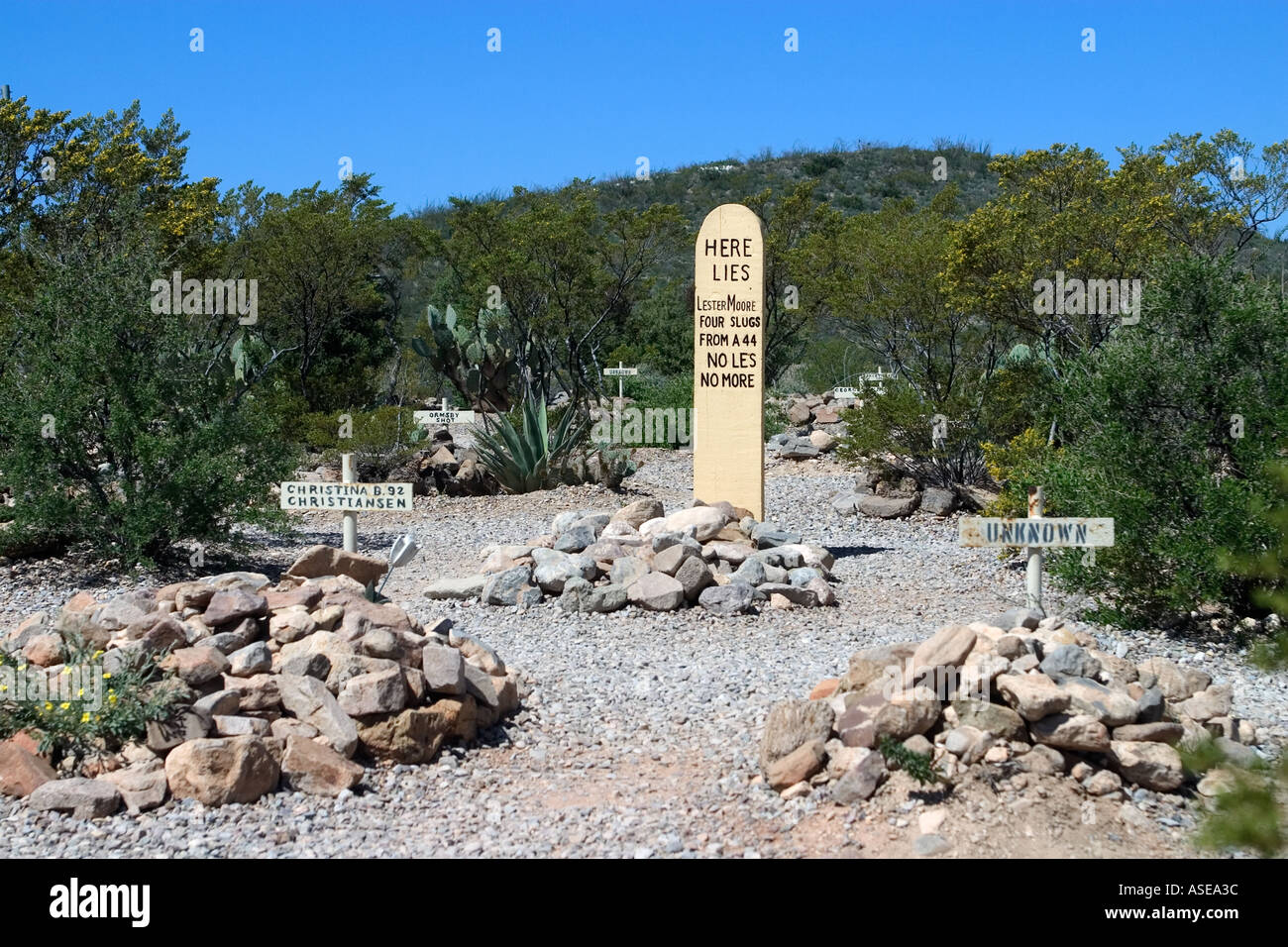 Graves at Boot Hill Graveyard or Cemetery Tombstone Arizona USA Stock Photo