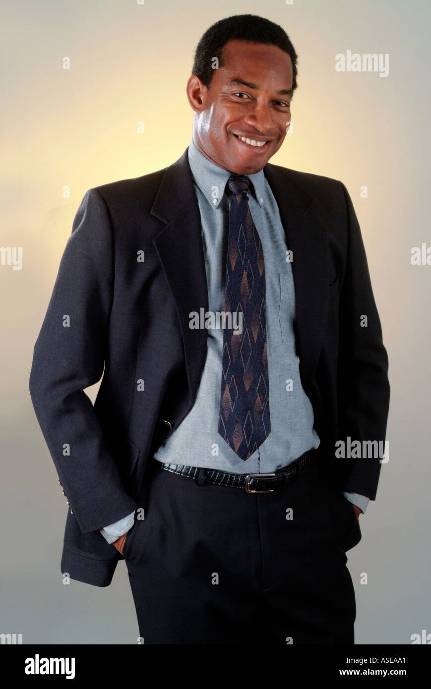 Portrait of a black businessman in a suit and tie Stock Photo