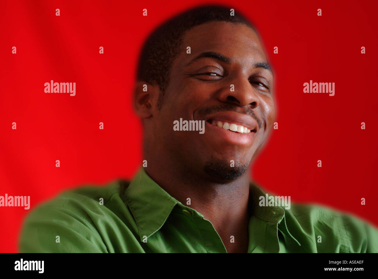 A young black man smiling Stock Photo