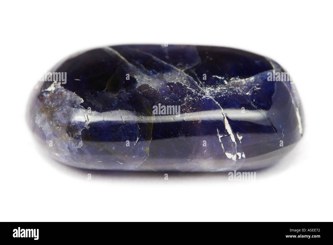 Iolite also Cordierite tumble smoothed mineral sample Stock Photo - Alamy