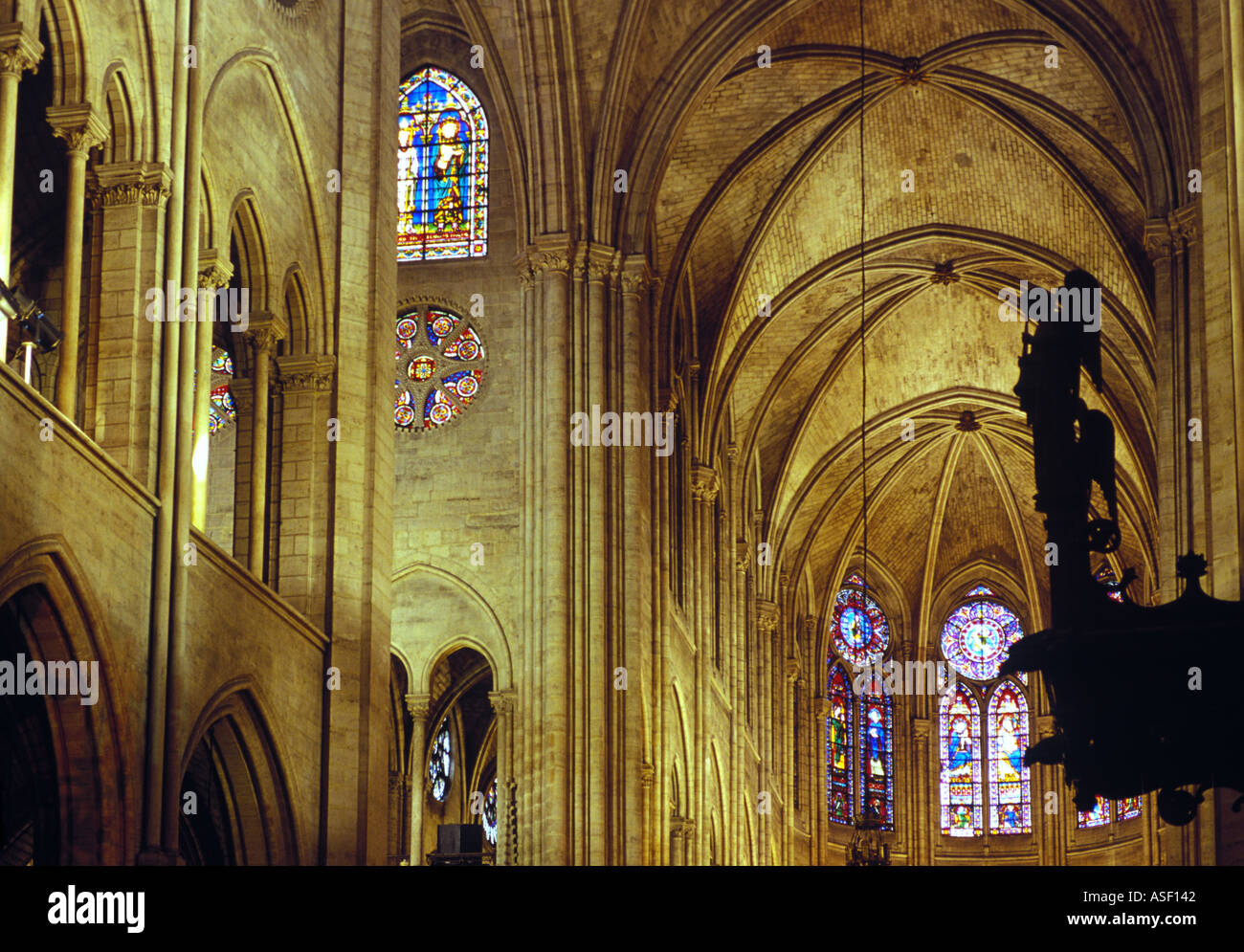 An interior view of Notre Dame Cathedral in Paris France prior to the devastating April 15 2019 fire Stock Photo