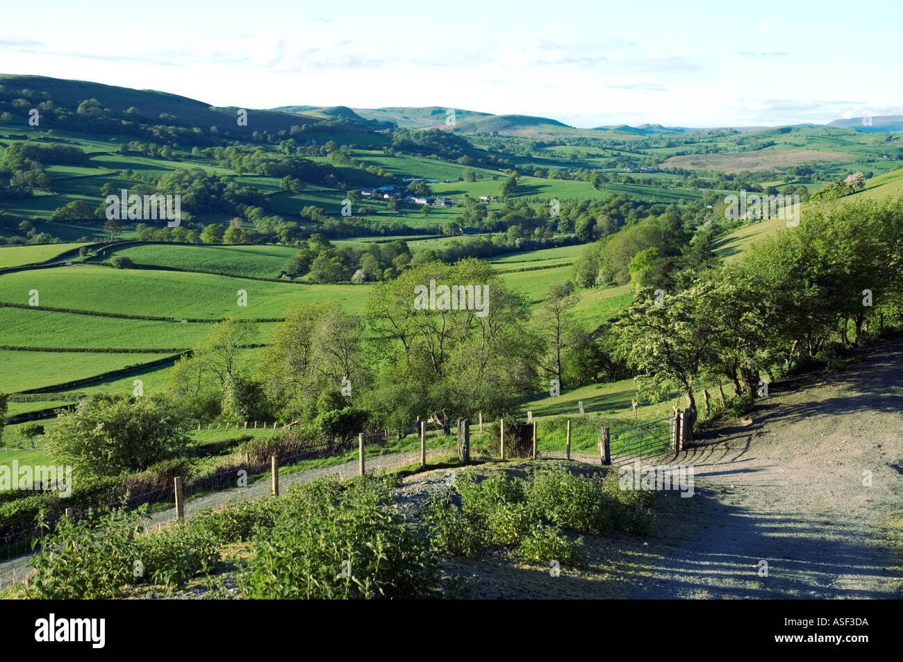 A landscape view of the countryside in Mid-Wales, Powys, Wales, UK. Stock Photo