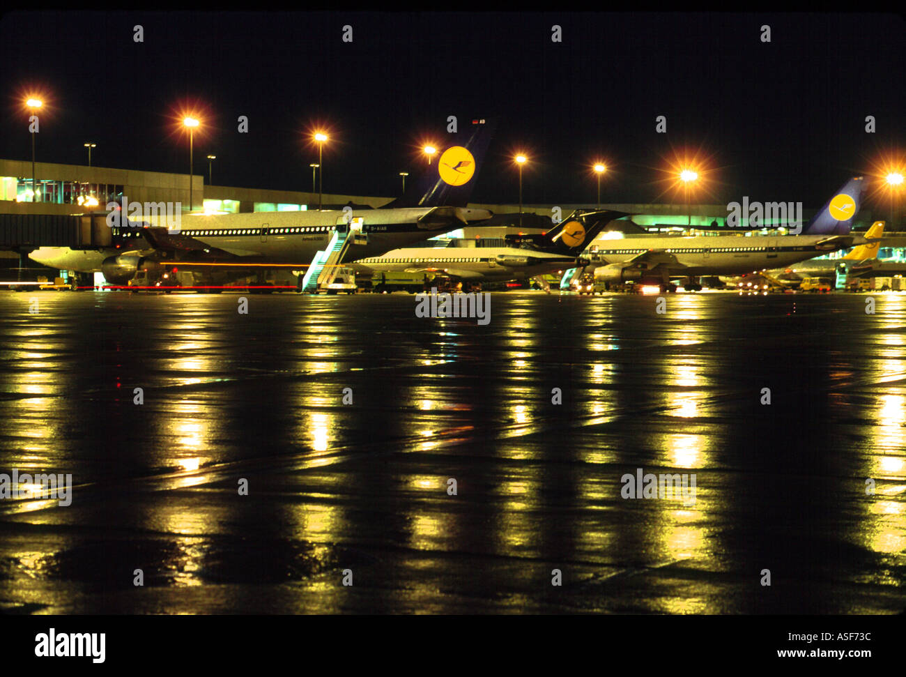 Frankfurt Airport at night Stock Photo