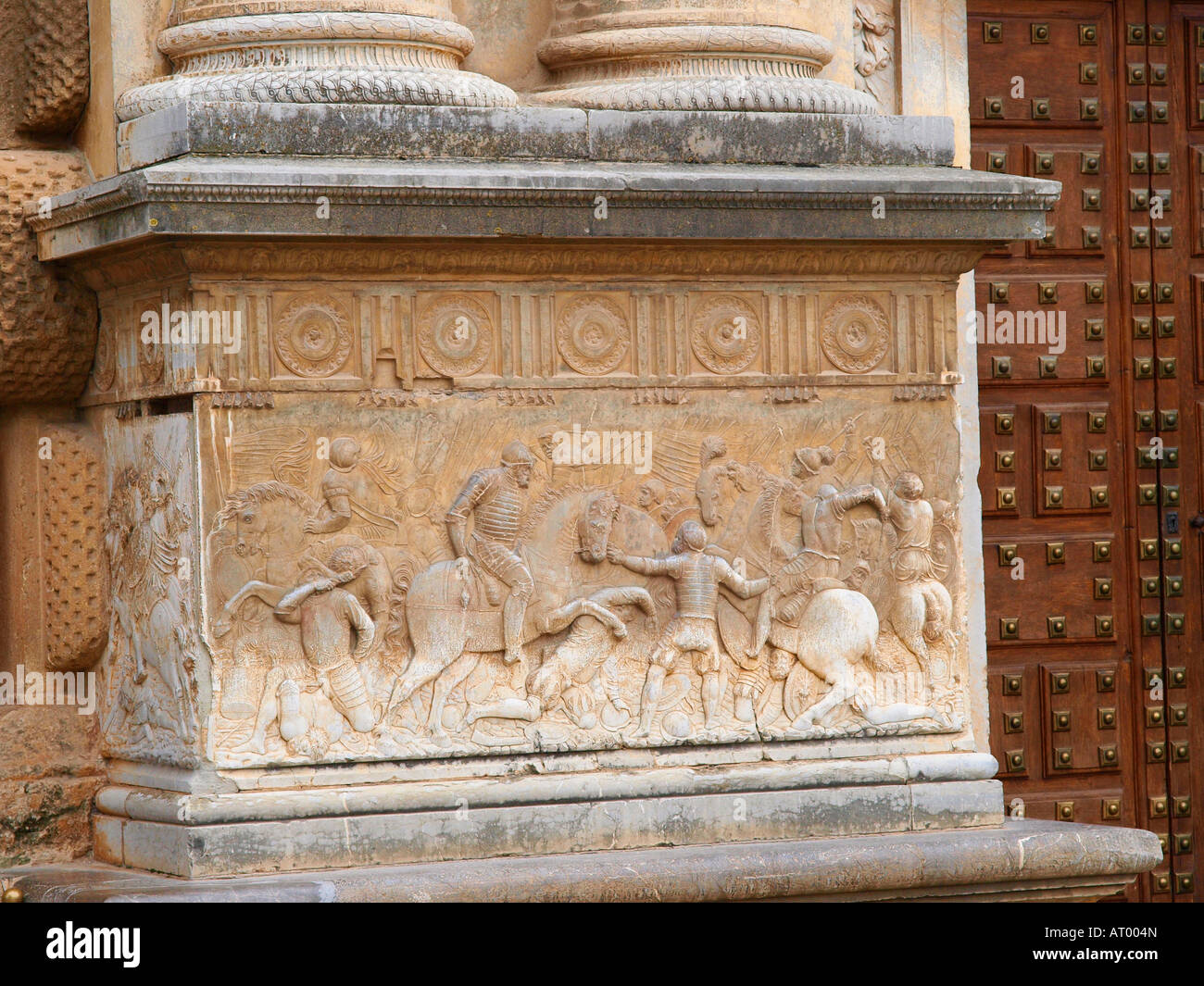 Detail of the palace of Carlos v in the Alhambra Granada Andalusia Spain Stock Photo