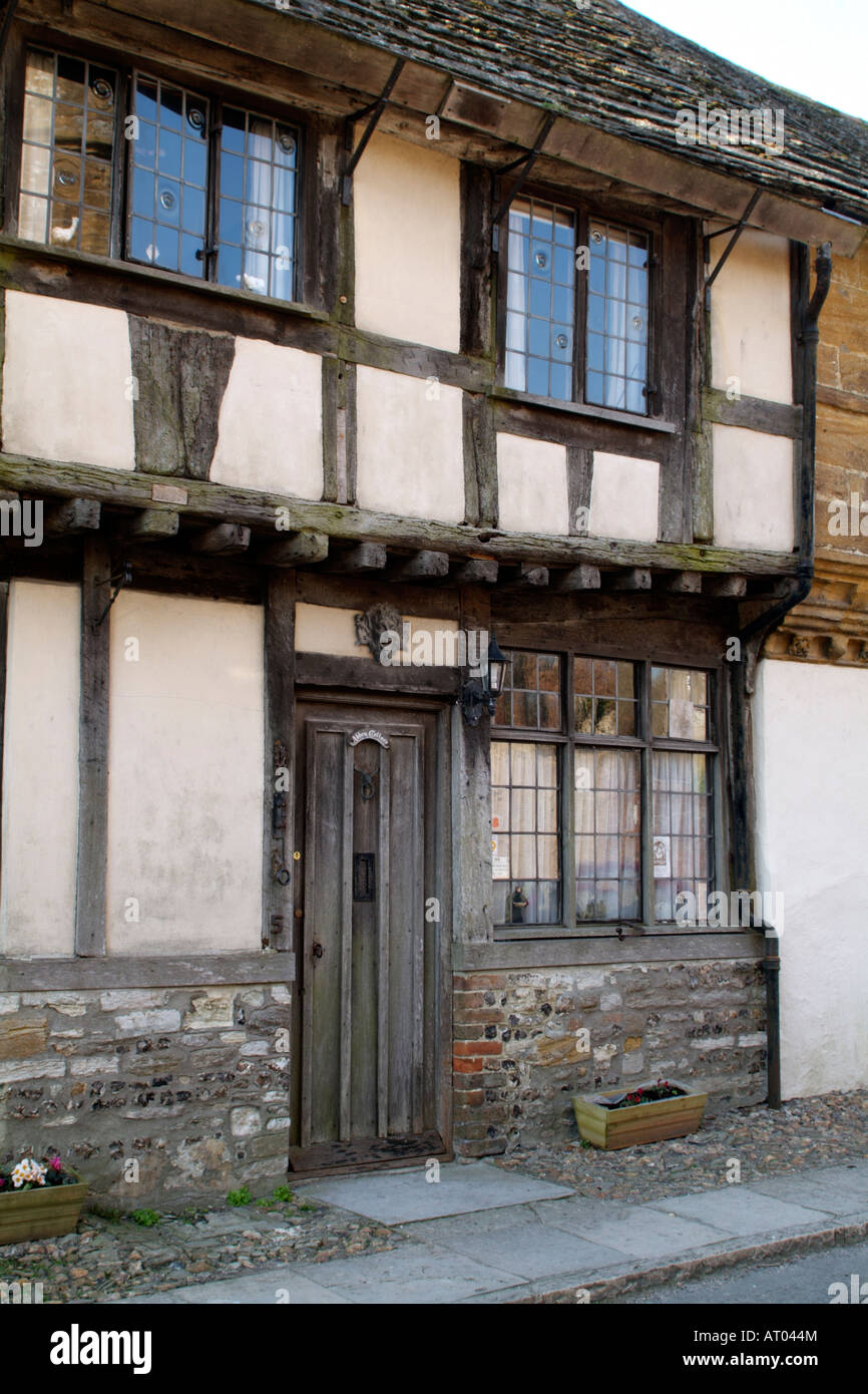 16th Century Pitchmarket Historic House Abbey Cottage Door in Cerne Abbas Dorset England Stock Photo