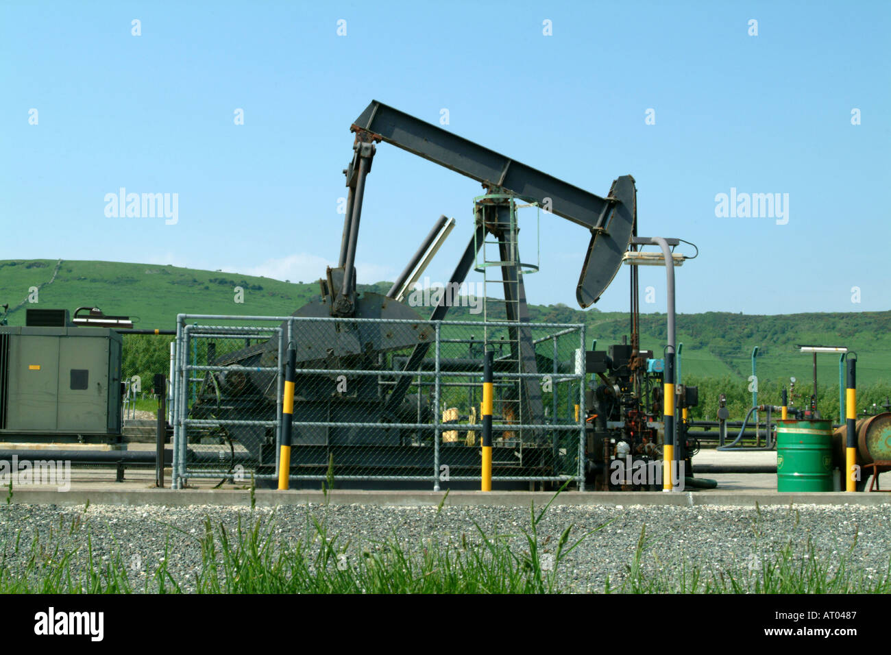BP Nodding Donkey Pumping Oil on the coast at Kimmeridge Dorset England