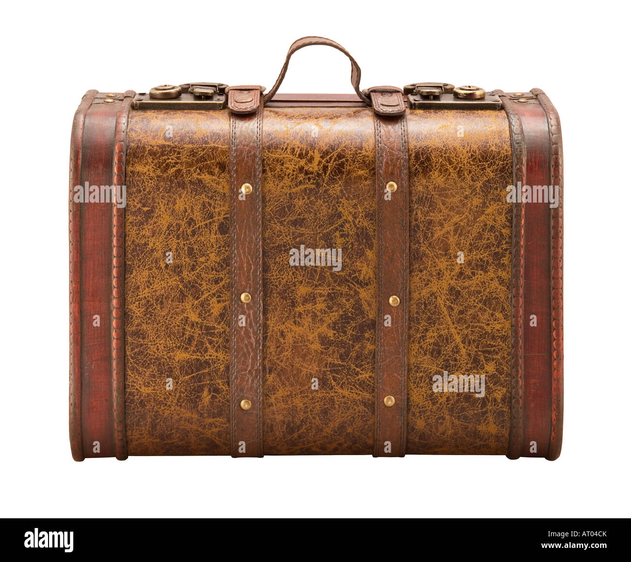 Old Suitcase isolated on a white background. Stock Photo