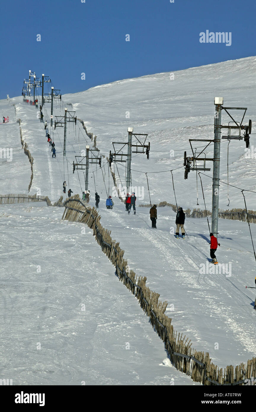 The tow Glenshee ski slopes, Cairngorms National Park, Aberdeenshire and Perthshire, Scotland, UK, Europe Stock Photo