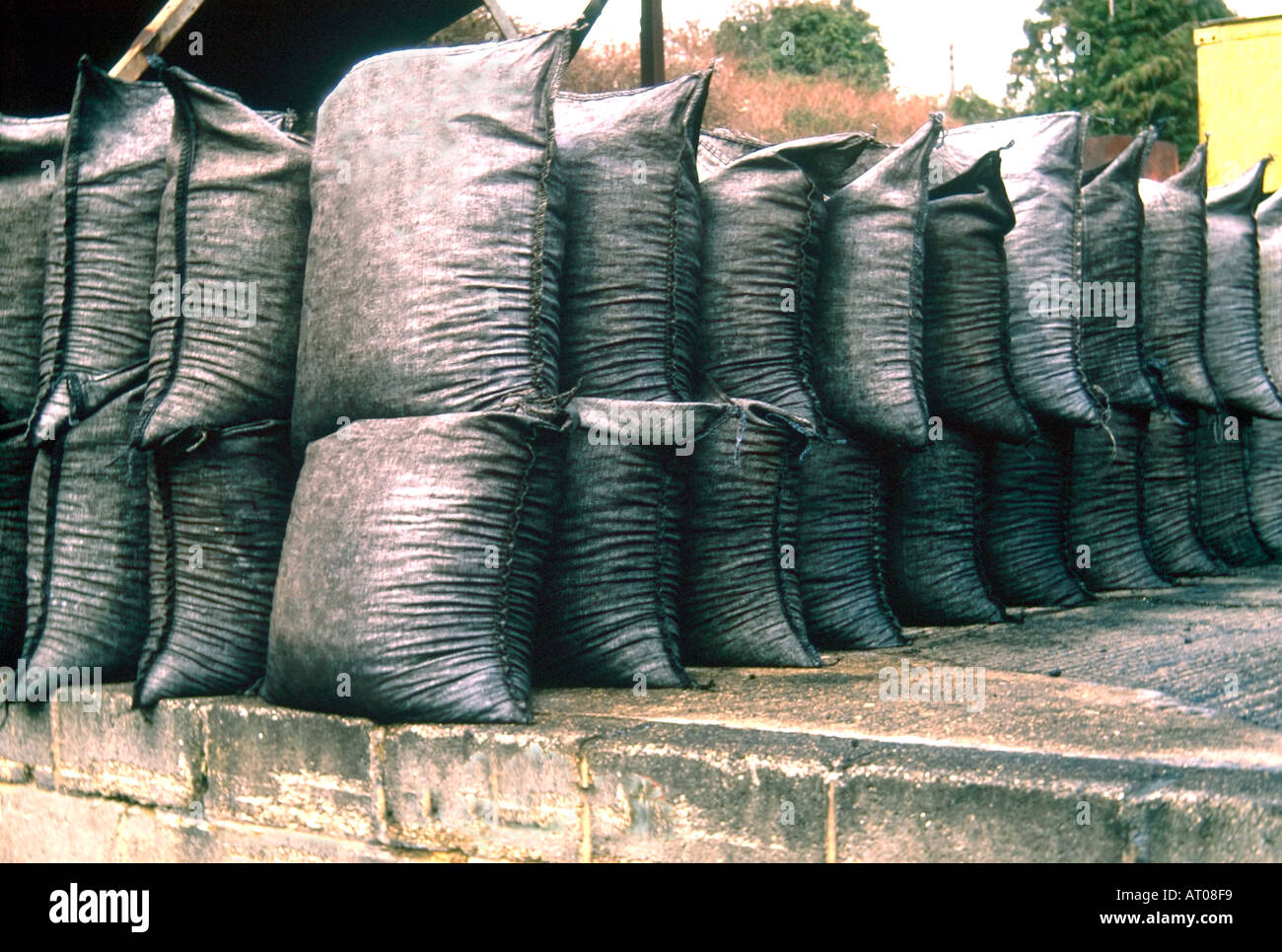 Coal bags awaiting delivery Stock Photo Alamy