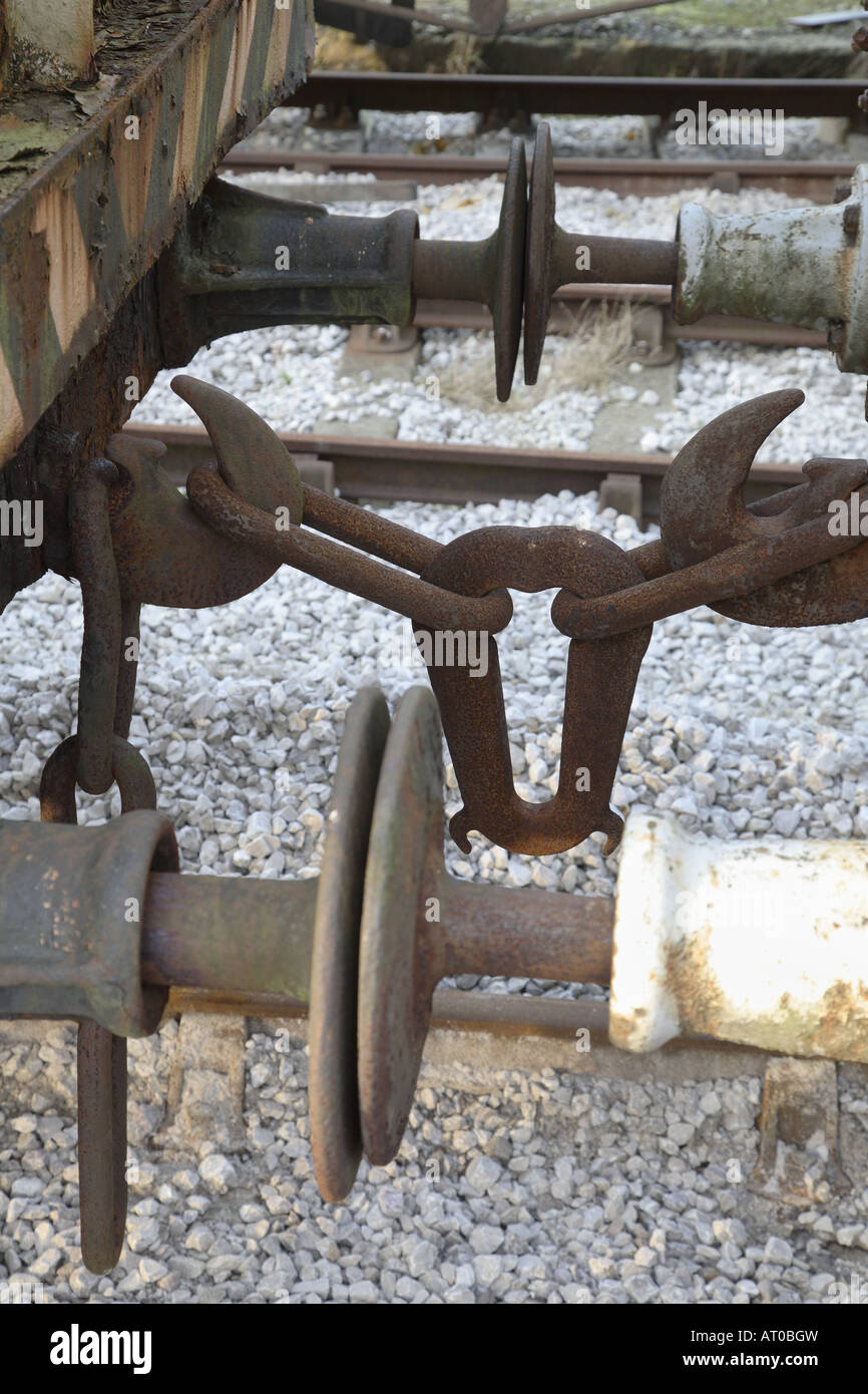 Railway wagon buffers and coupling Stock Photo Alamy