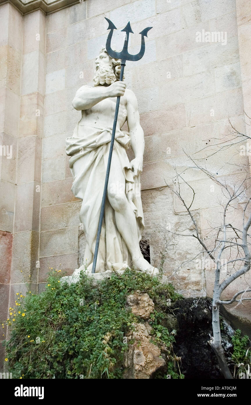 Neptune statue in the Ciutadella park. Barcelona, Catalonia, Spain