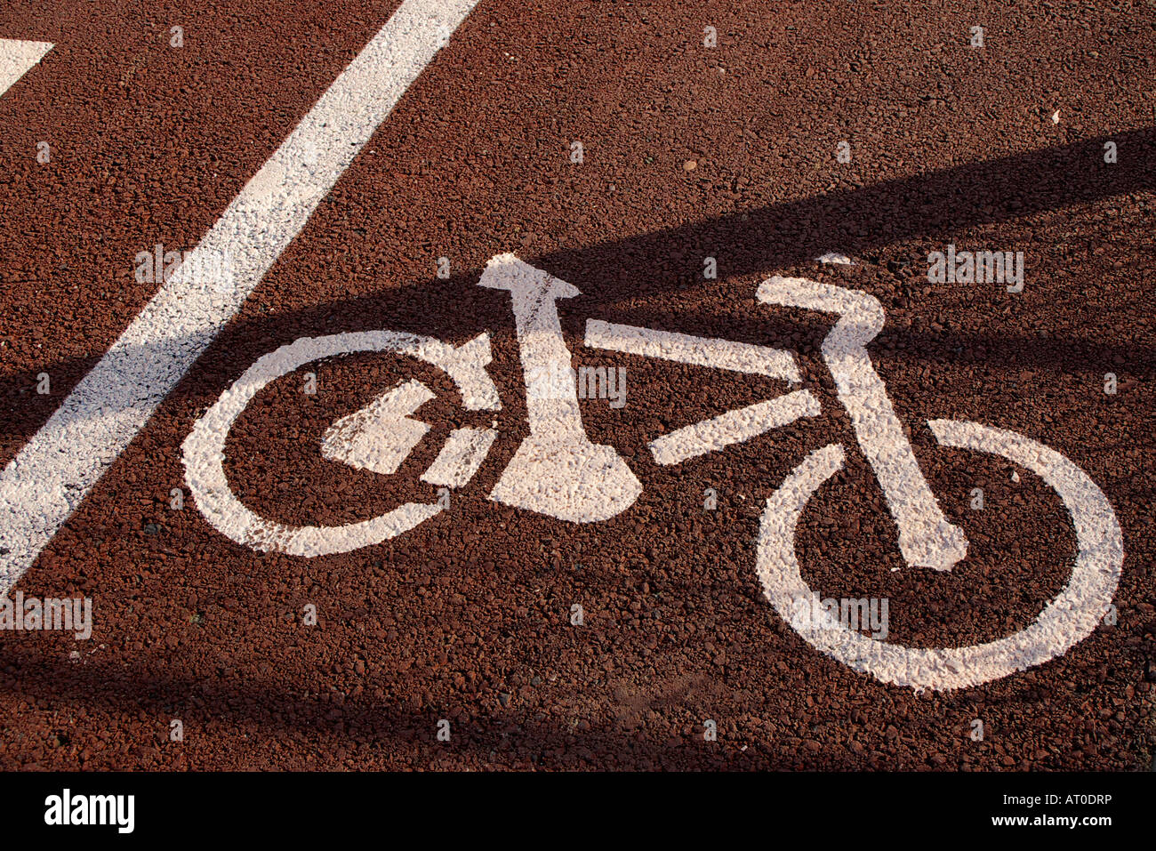 rail bike sign in red pavement Stock Photo