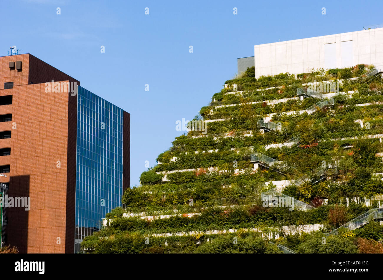 ACROS Fukuoka building has dramatic architecture featuring landscaping