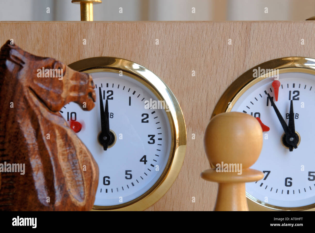 Chess with clock close-up Stock Photo