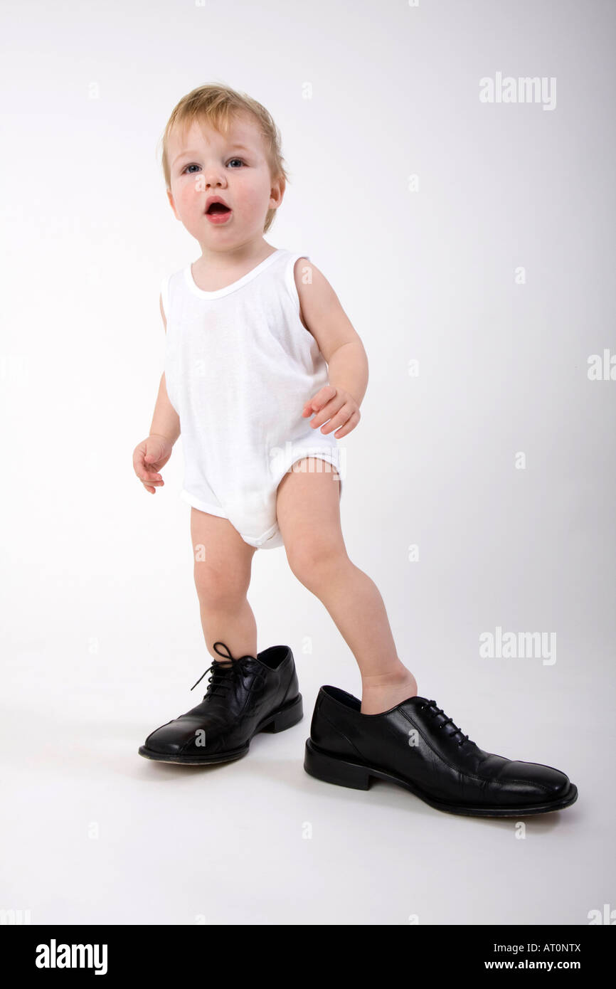 baby with big shoes