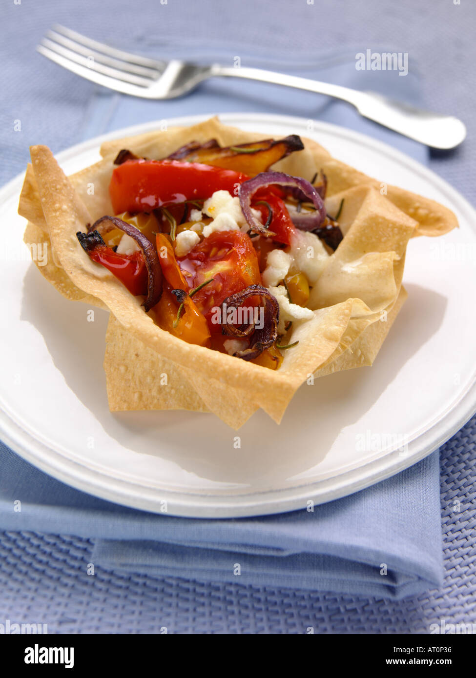 Roast vegetables in filo pastry tart Stock Photo Alamy