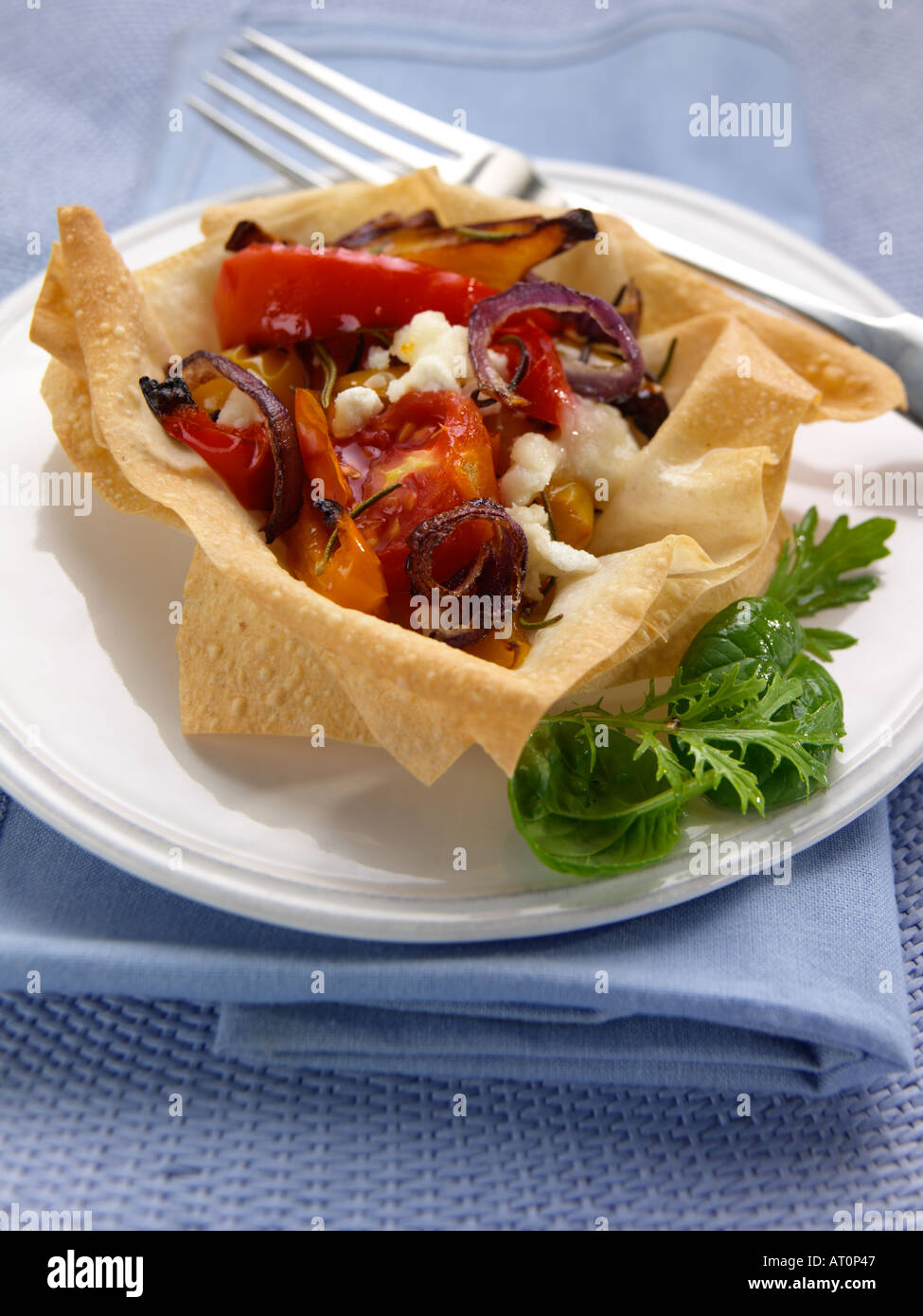 Roast vegetables in filo pastry tart Stock Photo Alamy