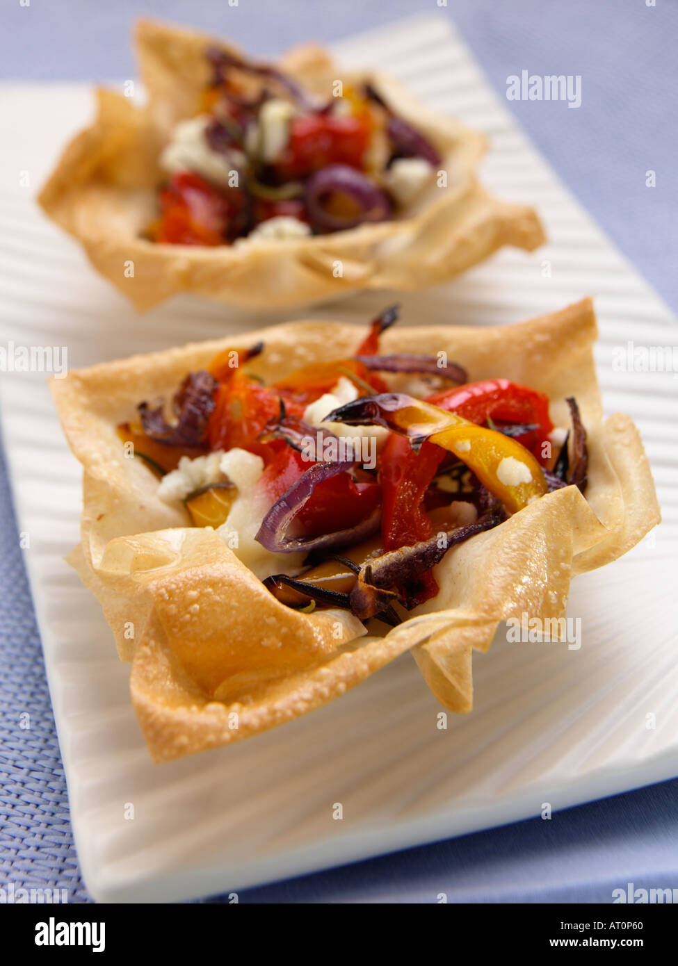 Vegetable filo pastry tarts Stock Photo Alamy