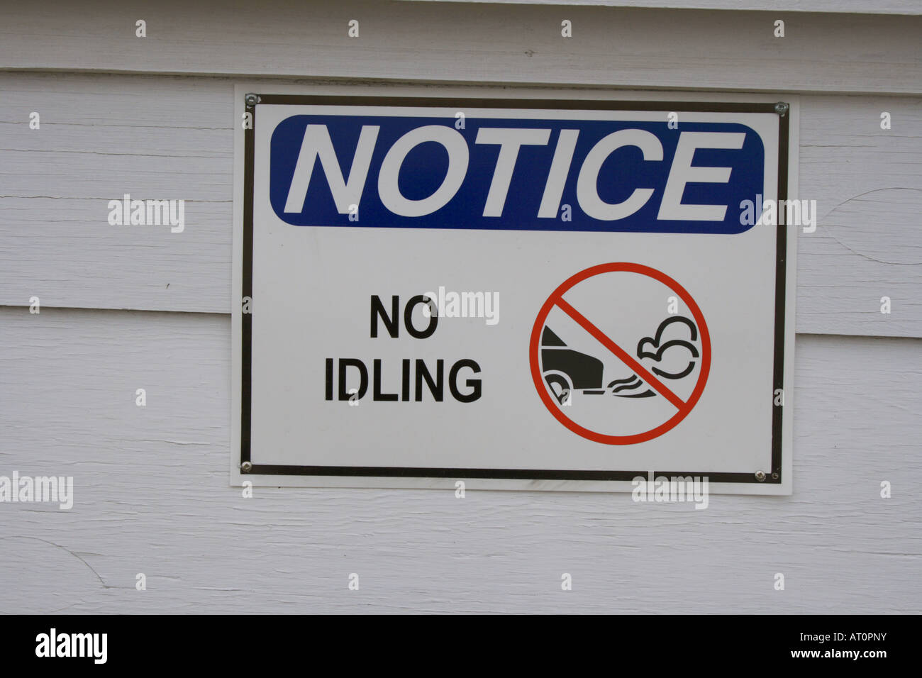 "no idling" sign on wall. Photo by Willy Matheisl Stock Photo