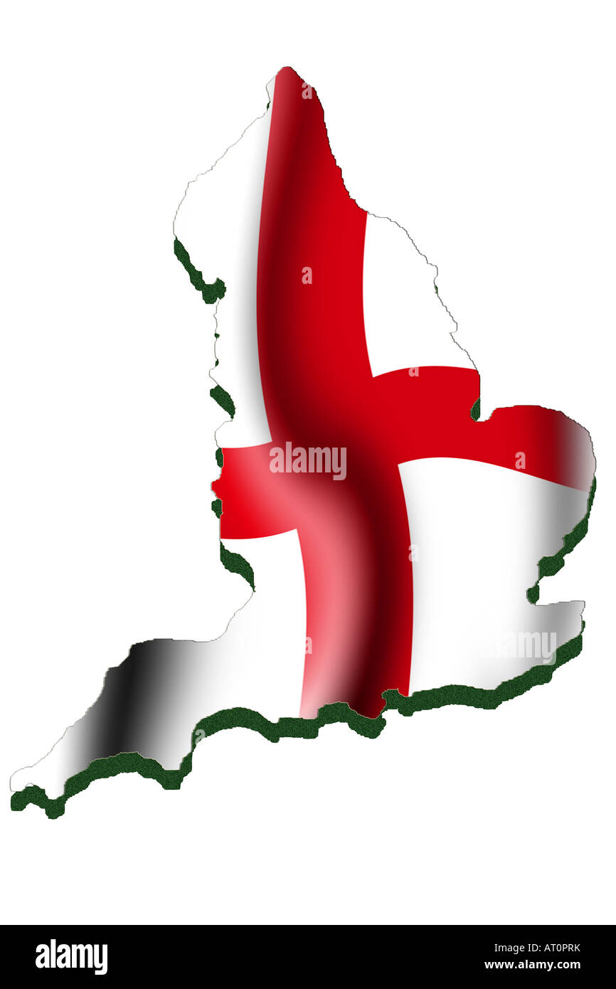 Outline map and flag of England Stock Photo