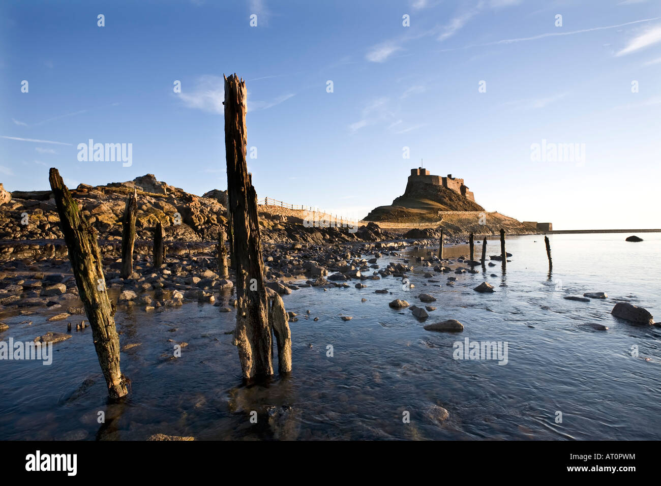Lindisfarne Castle in the early morning, Holy Island, Northumbria, UK Stock Photo