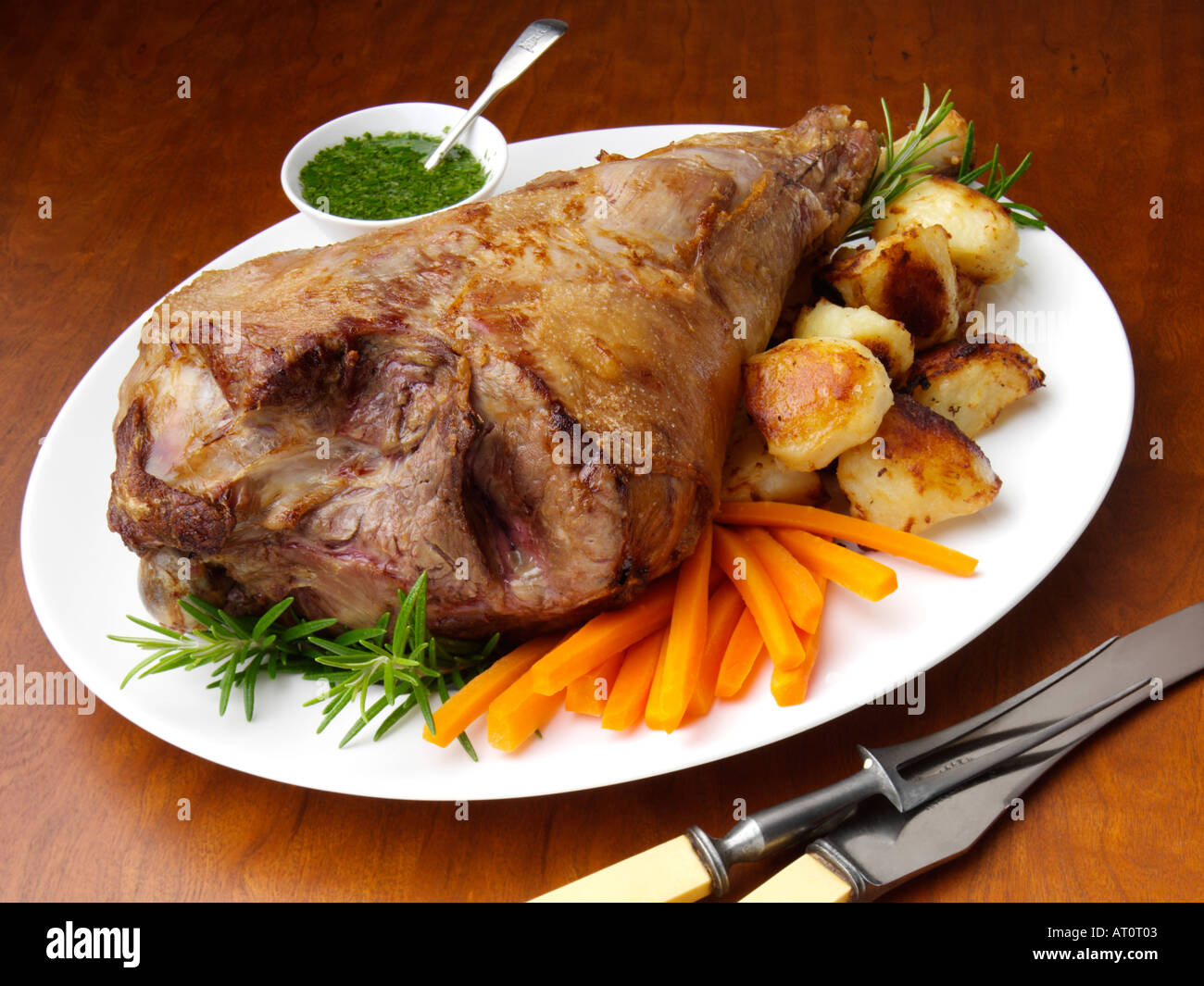Roast leg of lamb Stock Photo - Alamy