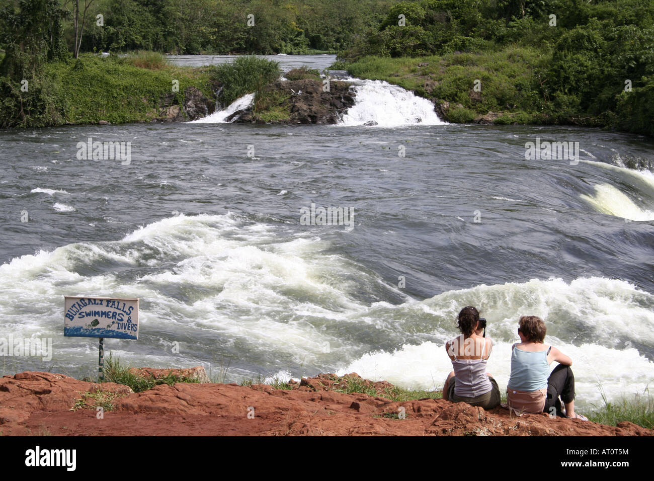 Tourists at Bujagali Falls Jinja Uganda East Africa Stock Photo Alamy