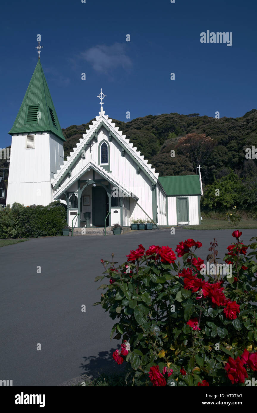 Pretty Catholic Church of Saint Patrick in Akaroa, popular resort town ...