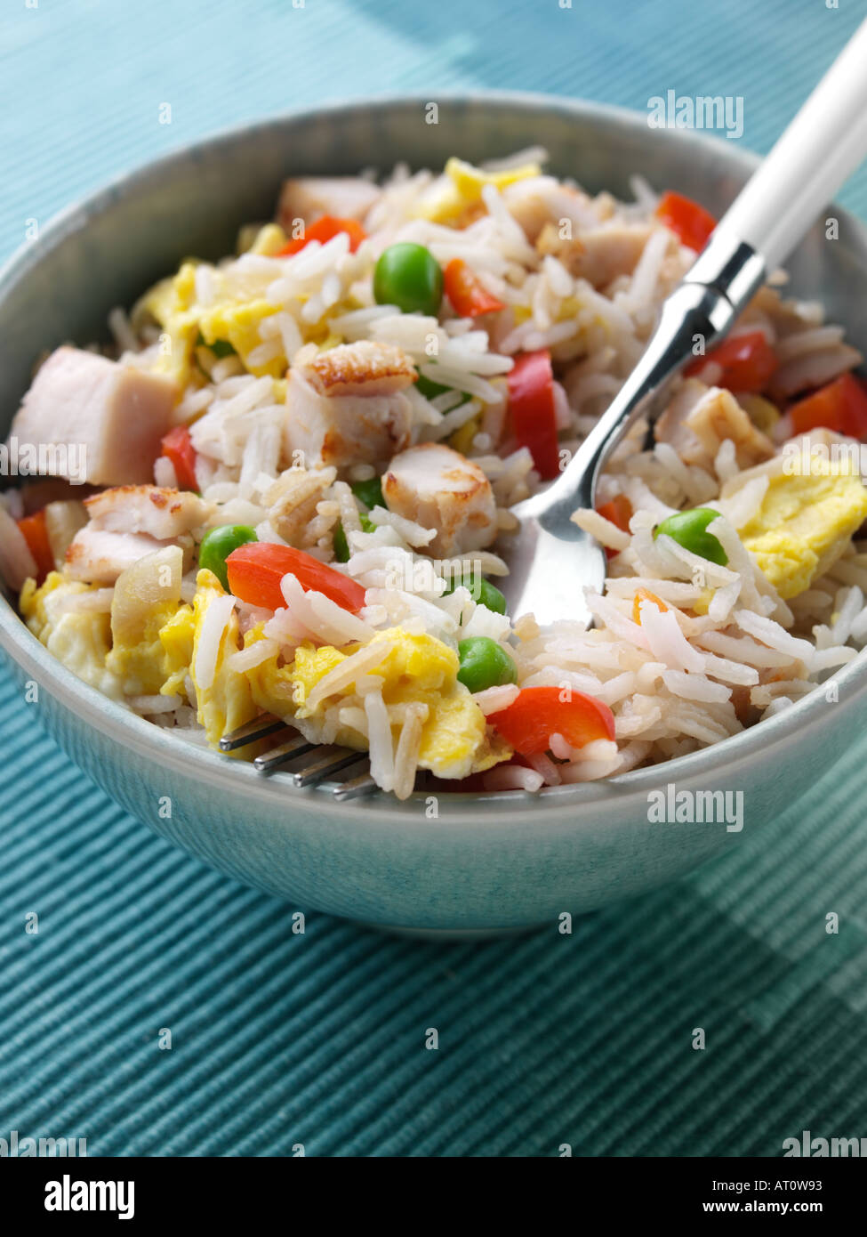 Special egg chicken fried rice Stock Photo