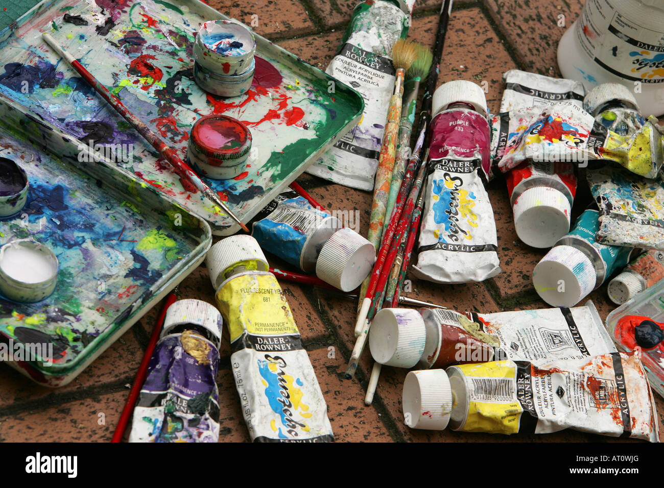 art attribute paint oil paints multicolor colour Stock Photo