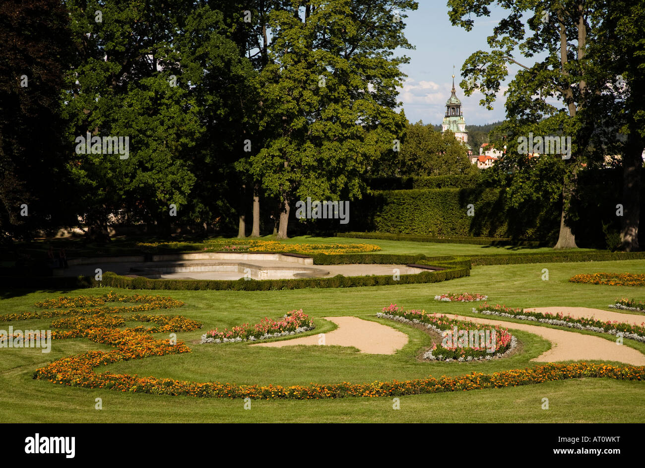 Terraced gardens Cesky Krumlov Czech republic Stock Photo
