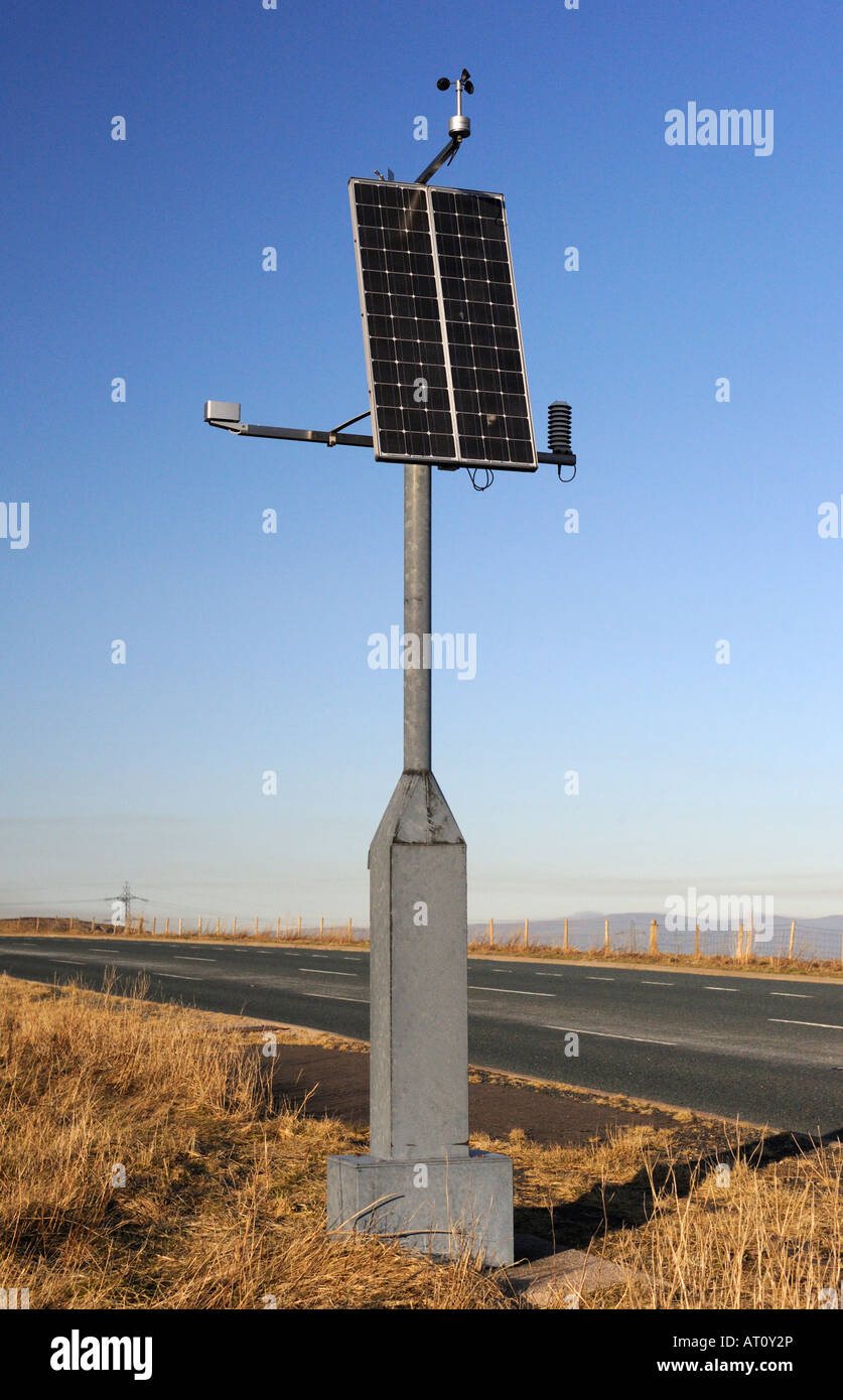 Solar powered weather station. Shap summit on A6 road at an altitude of
