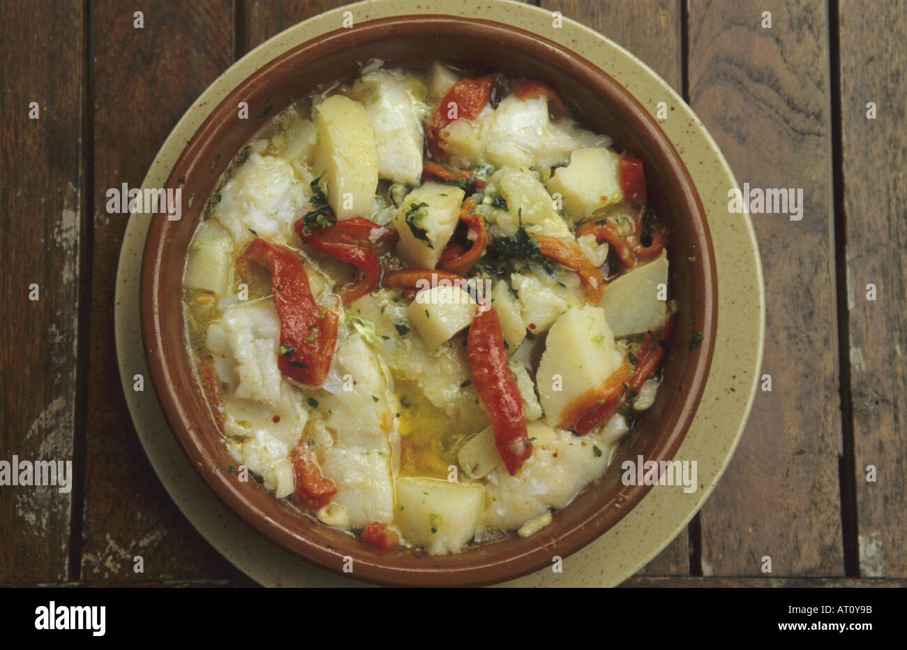 Casserole of codfish Pot of cod Typical food The Basque Country Stock ...
