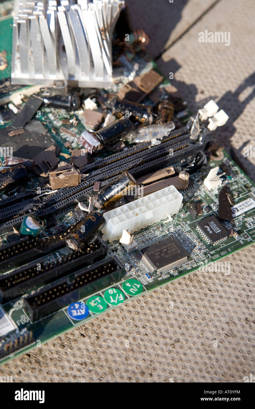 Broken circuit boards and components from the IT world Stock Photo Alamy