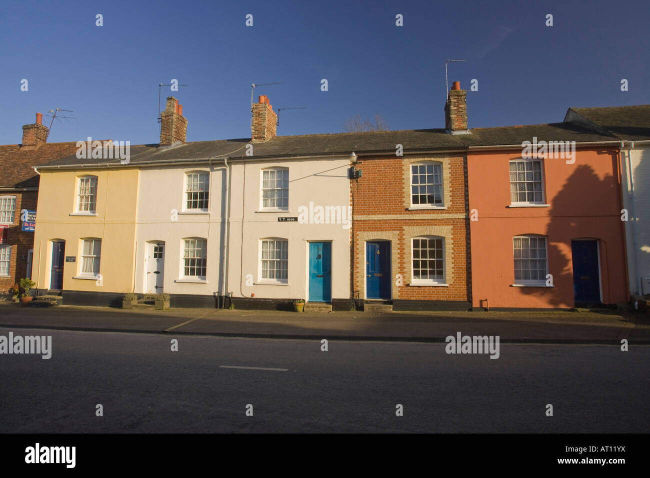 terraced houses in High Street in Lavenham, Suffolk, UK, 2008 Stock