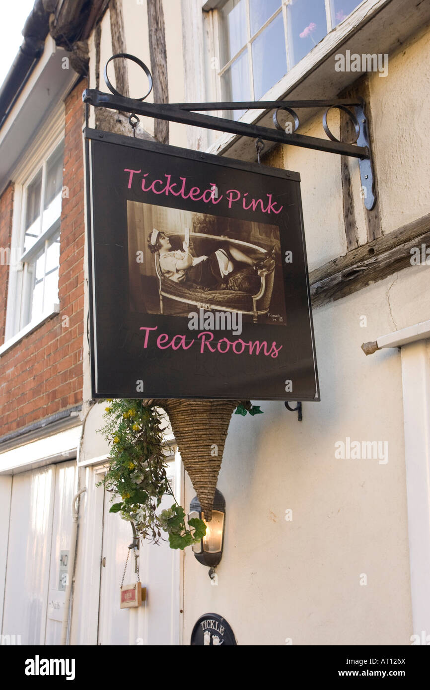the 'Tickled Pink' tea room in Lavenham, Suffolk, UK, 2008 Stock Photo