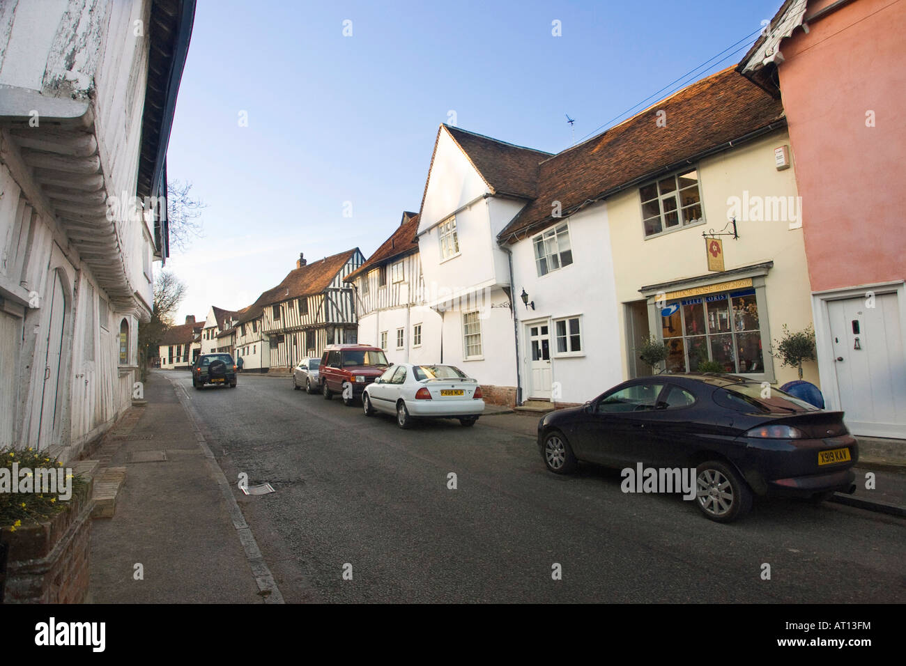 traditional timber frame houses in Lavenham, Suffolk, UK, 2008 Stock Photo