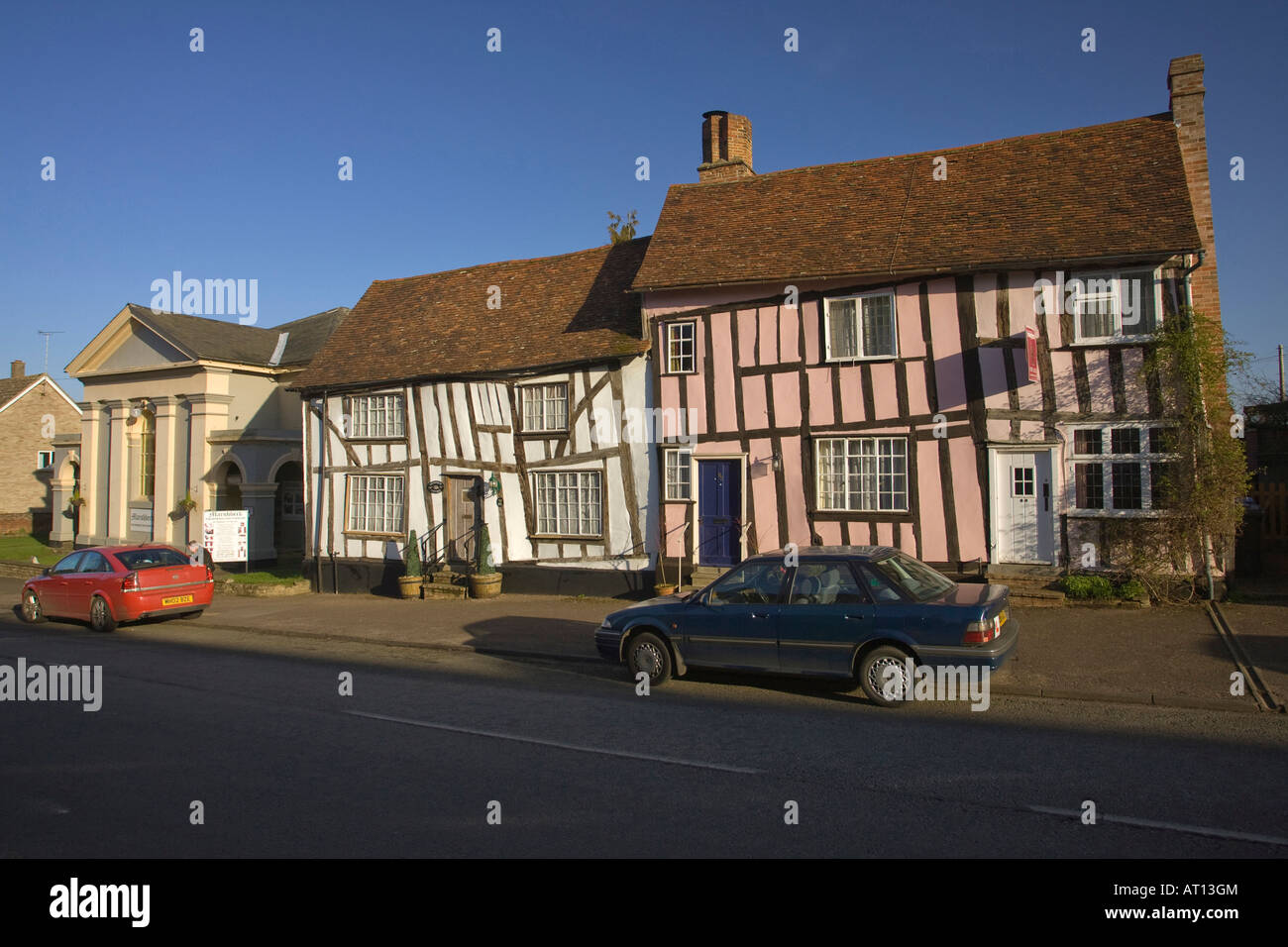 traditional timber frame houses in High Street in Lavenham, Suffolk, UK, 2008 Stock Photo