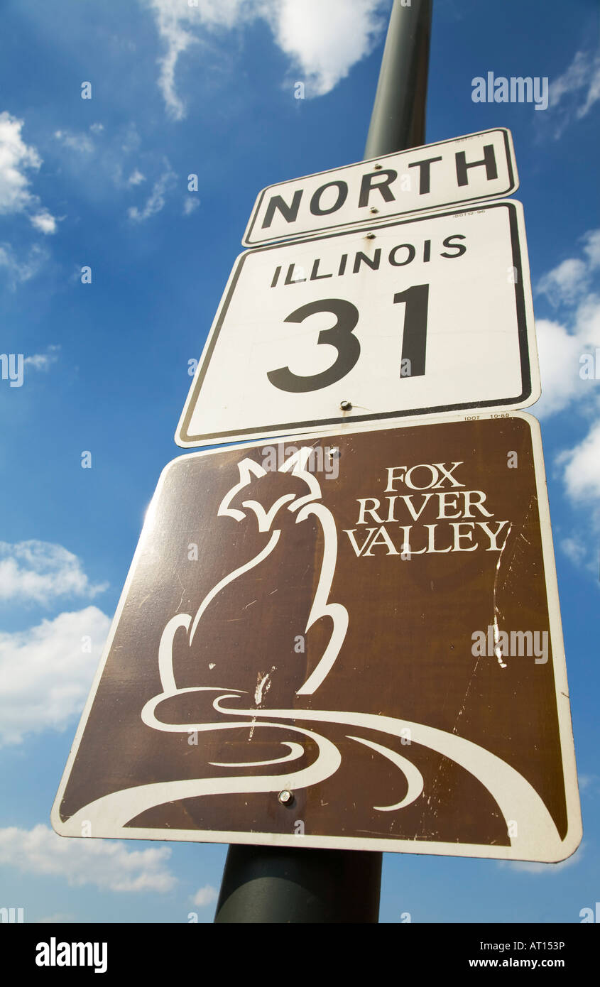ILLINOIS Saint Charles Fox River Valley trademark sign on Highway 31