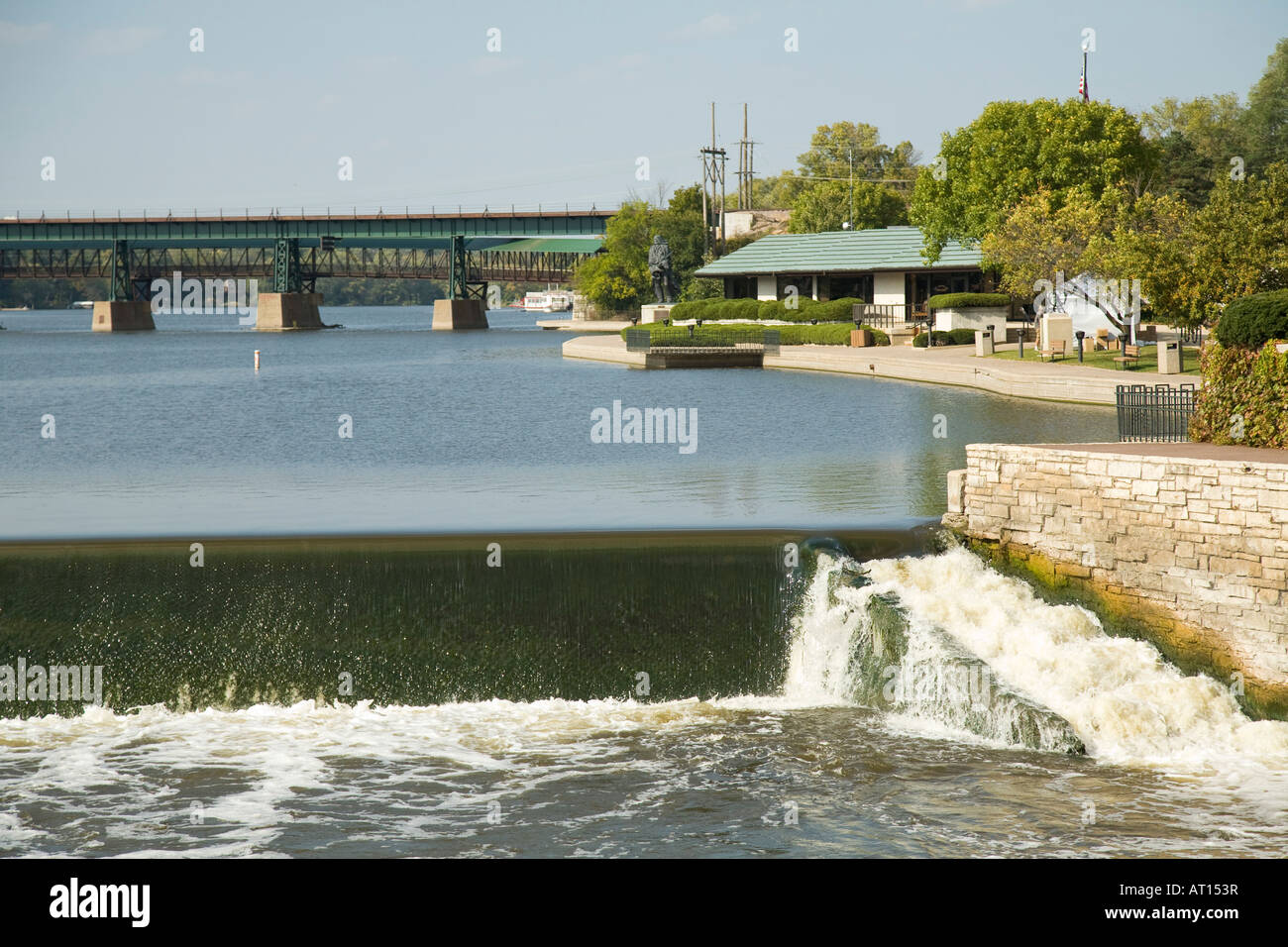 ILLINOIS Saint Charles Dam on Fox River with fish ladder for spawning