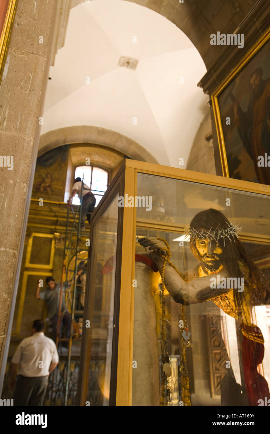 MEXICO Guanajuato Statue of Jesus Christ with crown of thorns interior